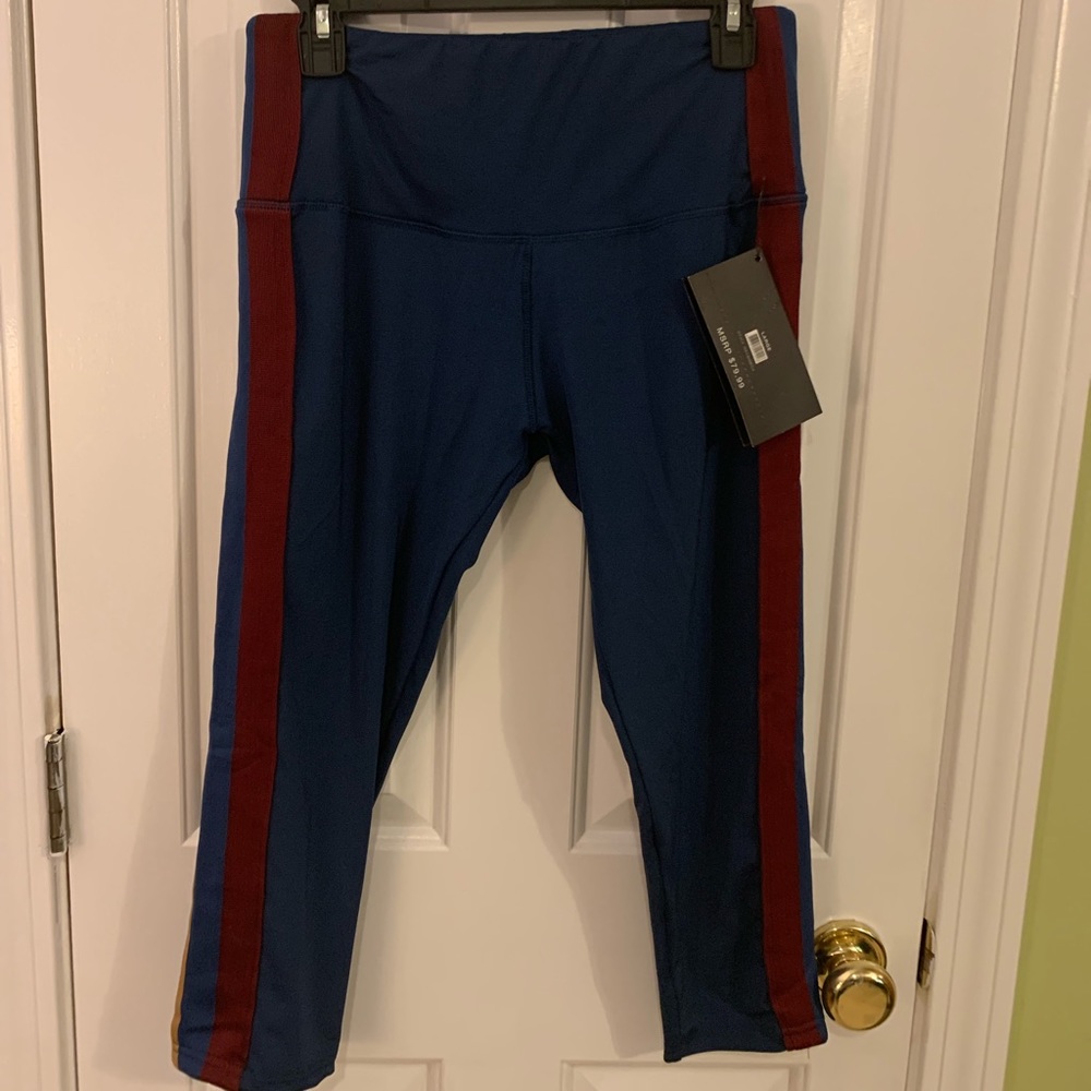 Color Stripe Cropped Leggings